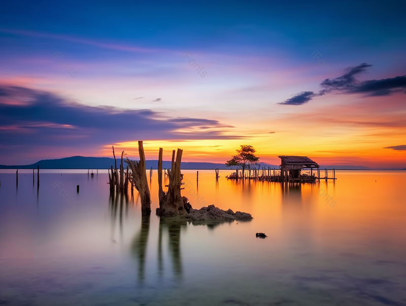 户外傍晚湖面实拍摄影图,高清,摄影图,摄影图片,图片大全,摄影图免费下载